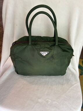 Prada Dark Green Nylon Top-Handle Tote